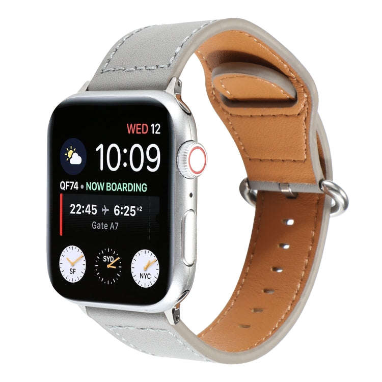 For Apple Watch Series 7 45mm / 6 & SE & 5 & 4 44mm / 3 & 2 & 1 42mm Solid Color Genuine Leather ...