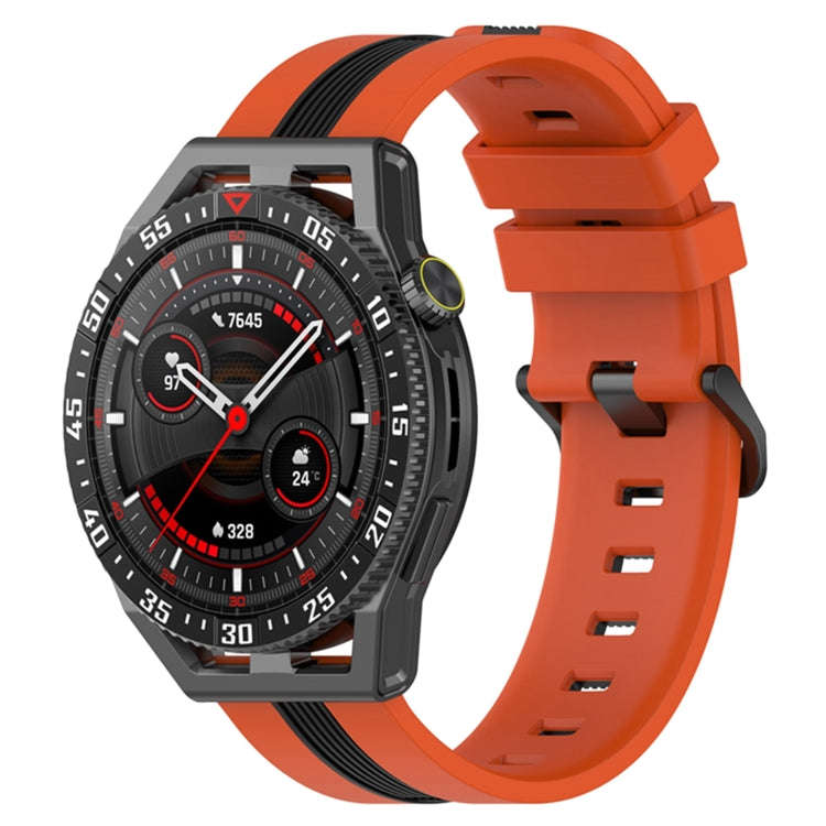 For Coros Apex 46mm/Apex Pro / Ticwatch Pro 3 22mm Vertical Two-Color Silicone Watch Band(Orange+...