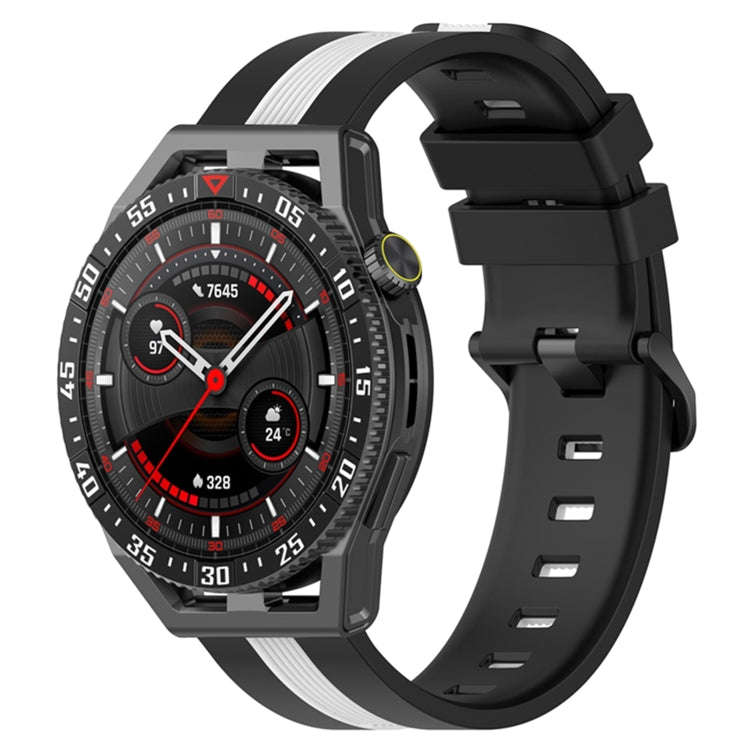 For Coros Apex 46mm/Apex Pro / Ticwatch Pro 3 22mm Vertical Two-Color Silicone Watch Band(Black+W...