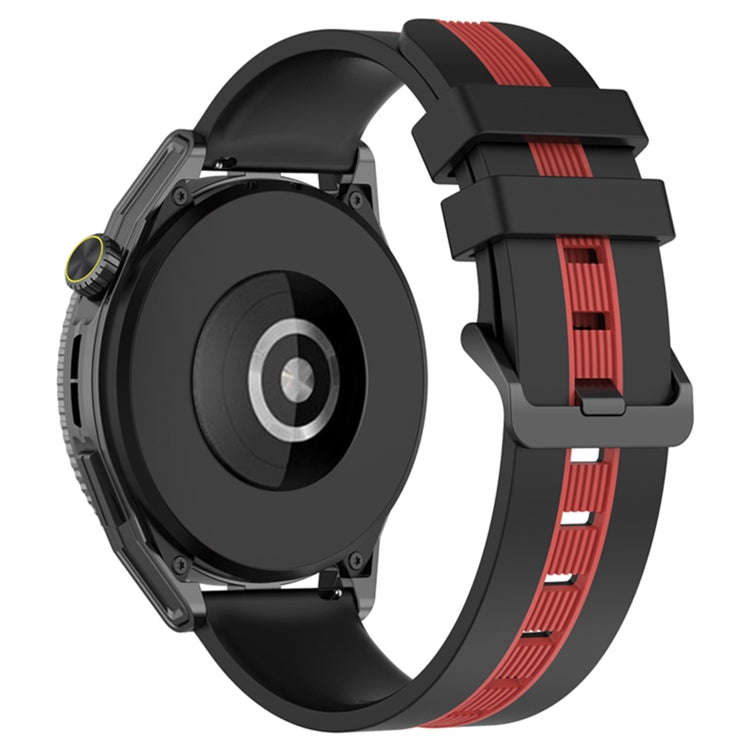 For Coros Apex 46mm/Apex Pro / Ticwatch Pro 3 22mm Vertical Two-Color Silicone Watch Band(Black+Red)