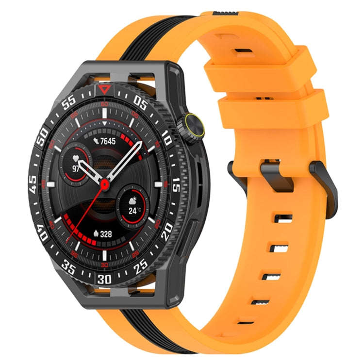For Coros Apex 46mm/Apex Pro / Ticwatch Pro 3 22mm Vertical Two-Color Silicone Watch Band(Black+Y...