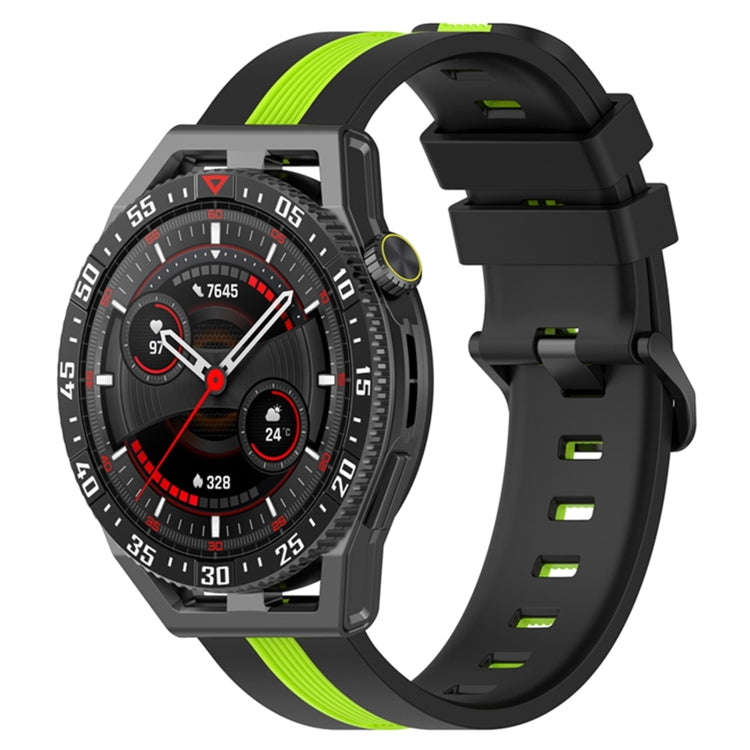 For Coros Apex 46mm/Apex Pro / Ticwatch Pro 3 22mm Vertical Two-Color Silicone Watch Band(Black+L...