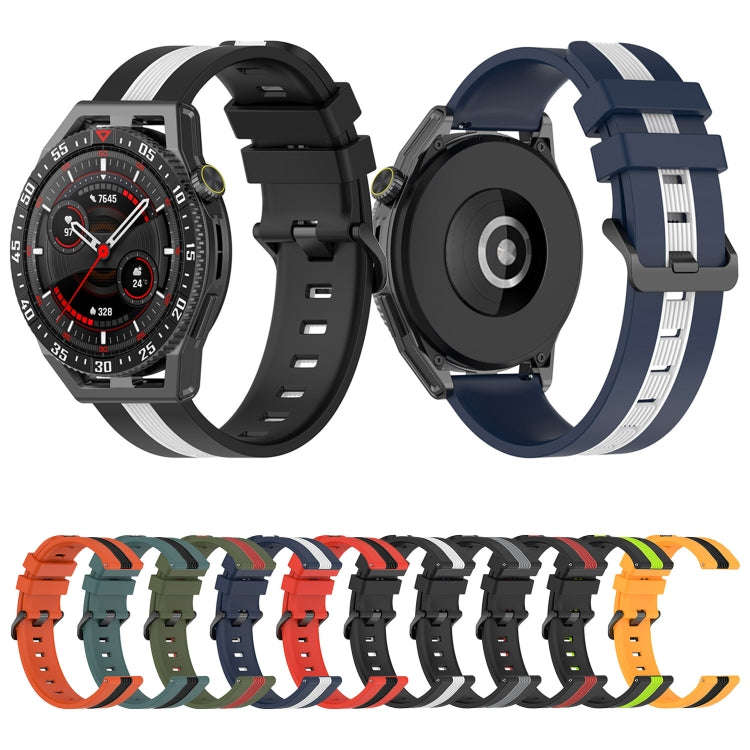 For Coros Apex 46mm/Apex Pro / Ticwatch Pro 3 22mm Vertical Two-Color Silicone Watch Band(Black+L...