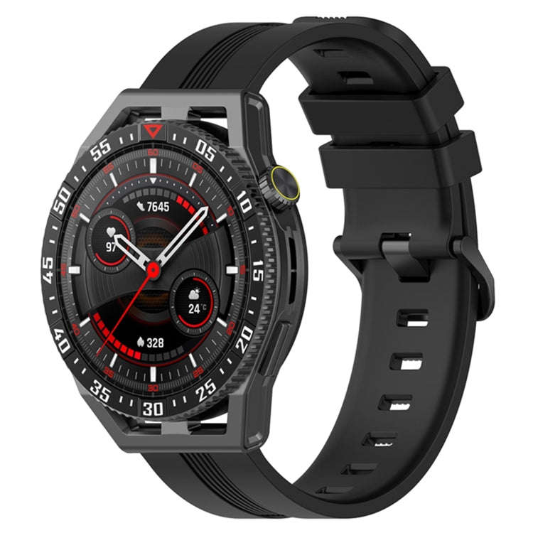For Coros Apex 46mm/Apex Pro / Ticwatch Pro 3 22mm Vertical Solid Color Silicone Watch Band(Black)