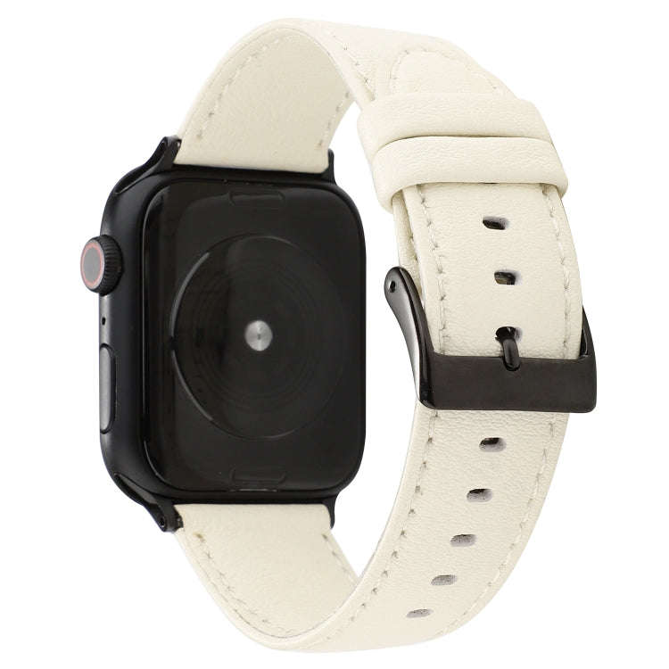 For Apple Watch Series 7 45mm / 6 & SE & 5 & 4 44mm / 3 & 2 & 1 42mm Cowhide Texture Leather Watc...