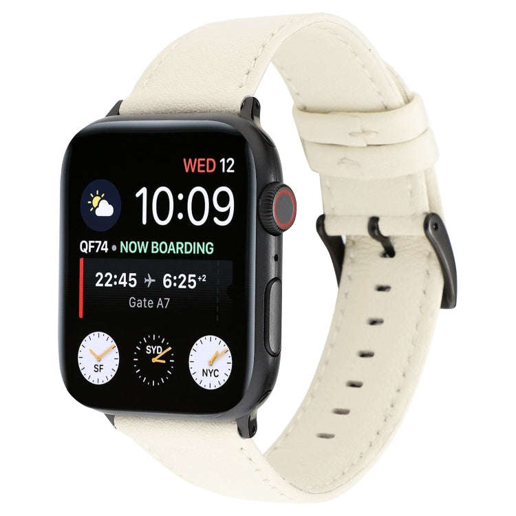 For Apple Watch Series 7 45mm / 6 & SE & 5 & 4 44mm / 3 & 2 & 1 42mm Cowhide Texture Leather Watc...