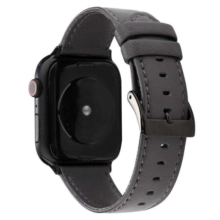 For Apple Watch Series 7 45mm / 6 & SE & 5 & 4 44mm / 3 & 2 & 1 42mm Cowhide Texture Leather Watc...