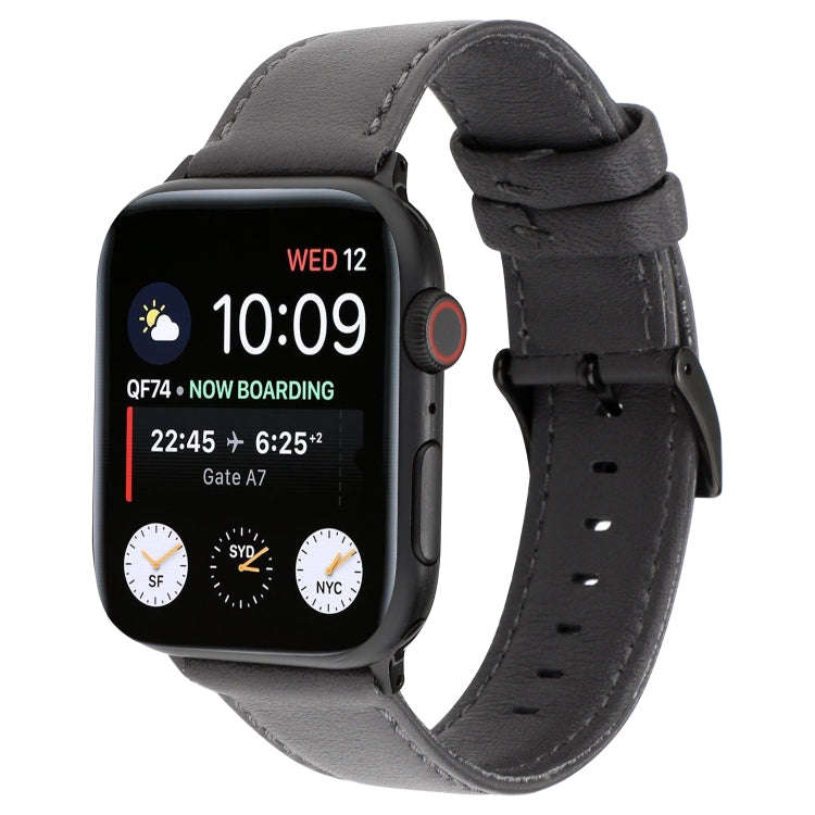 For Apple Watch Series 7 45mm / 6 & SE & 5 & 4 44mm / 3 & 2 & 1 42mm Cowhide Texture Leather Watc...