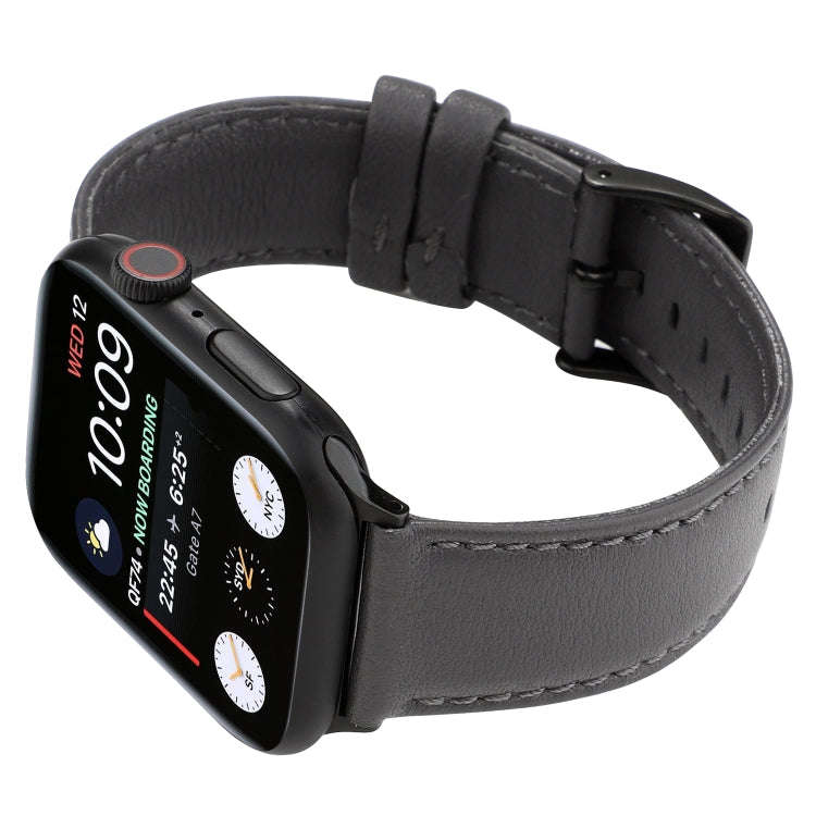 For Apple Watch Series 7 45mm / 6 & SE & 5 & 4 44mm / 3 & 2 & 1 42mm Cowhide Texture Leather Watc...
