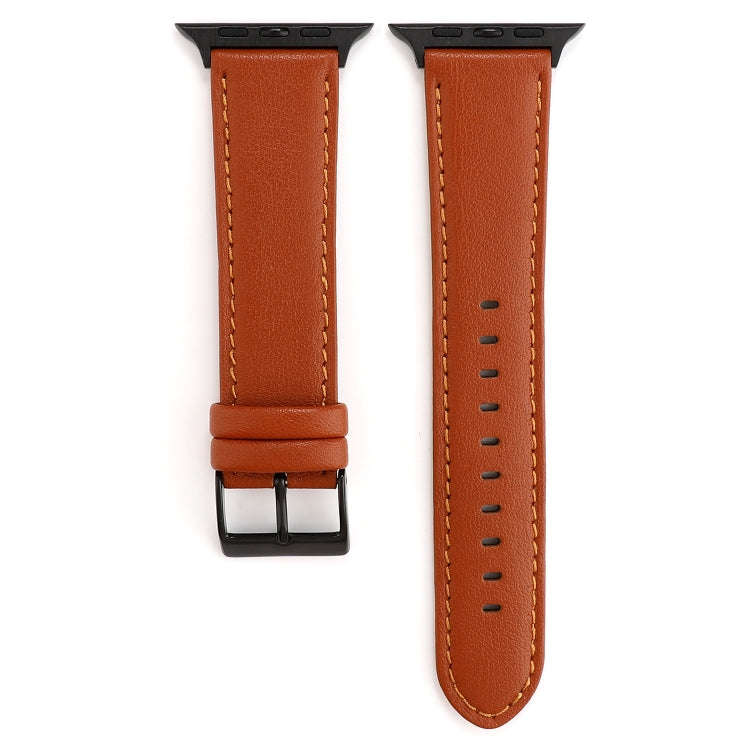 For Apple Watch Series 7 45mm / 6 & SE & 5 & 4 44mm / 3 & 2 & 1 42mm Cowhide Texture Leather Watc...
