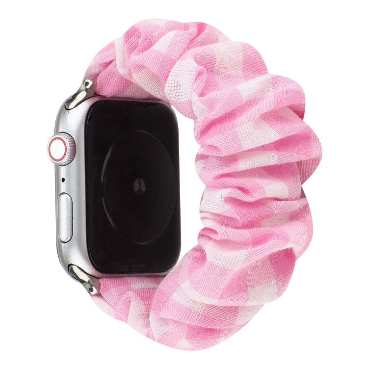 For Apple Watch Series 7 41mm / 6 & SE & 5 & 4 40mm / 3 & 2 & 1 38mm Plaid Pattern Cloth + Stainl...