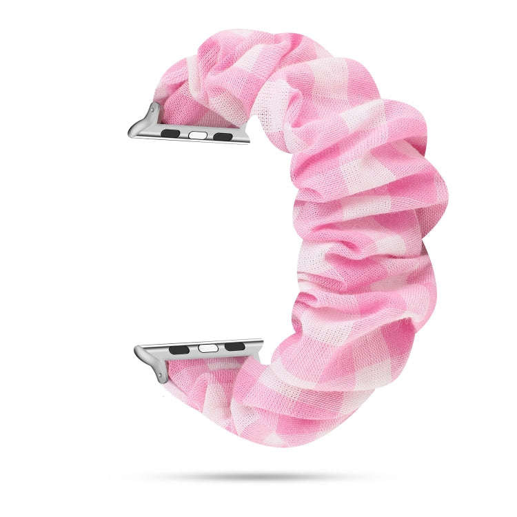 For Apple Watch Series 7 41mm / 6 & SE & 5 & 4 40mm / 3 & 2 & 1 38mm Plaid Pattern Cloth + Stainl...
