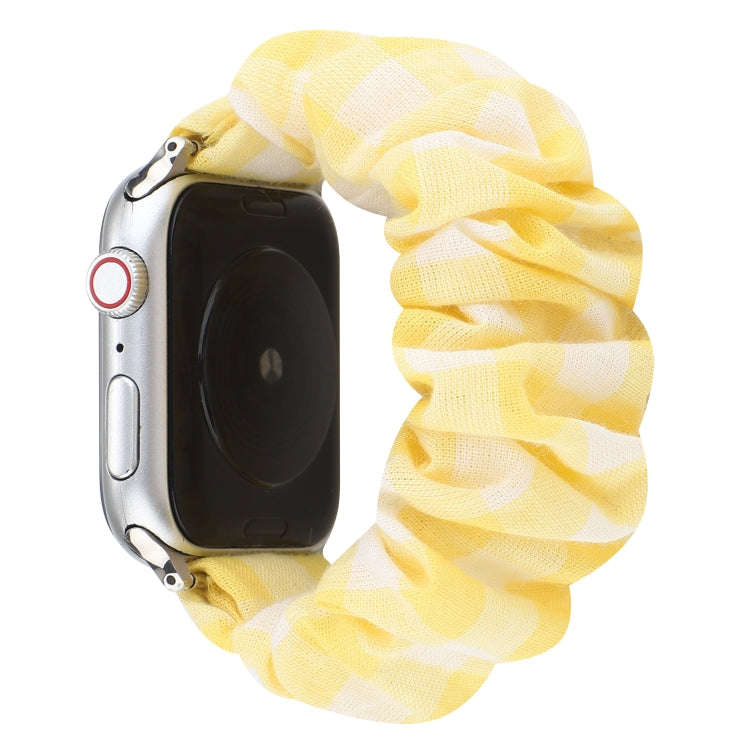 For Apple Watch Series 7 45mm / 6 & SE & 5 & 4 44mm / 3 & 2 & 1 42mm Plaid Pattern Cloth + Stainl...