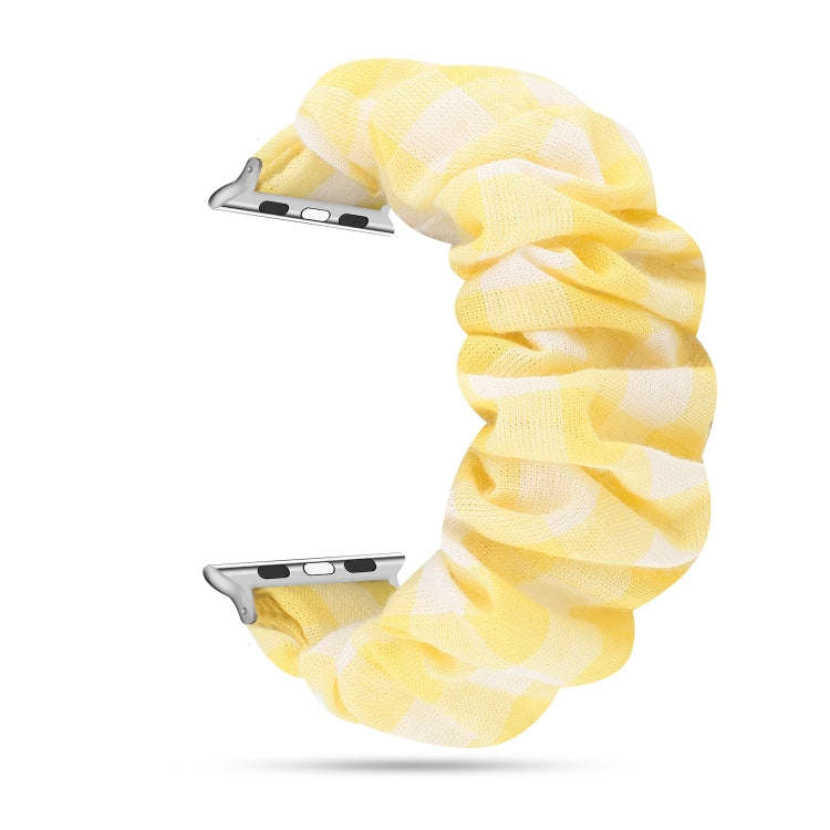 For Apple Watch Series 7 45mm / 6 & SE & 5 & 4 44mm / 3 & 2 & 1 42mm Plaid Pattern Cloth + Stainl...