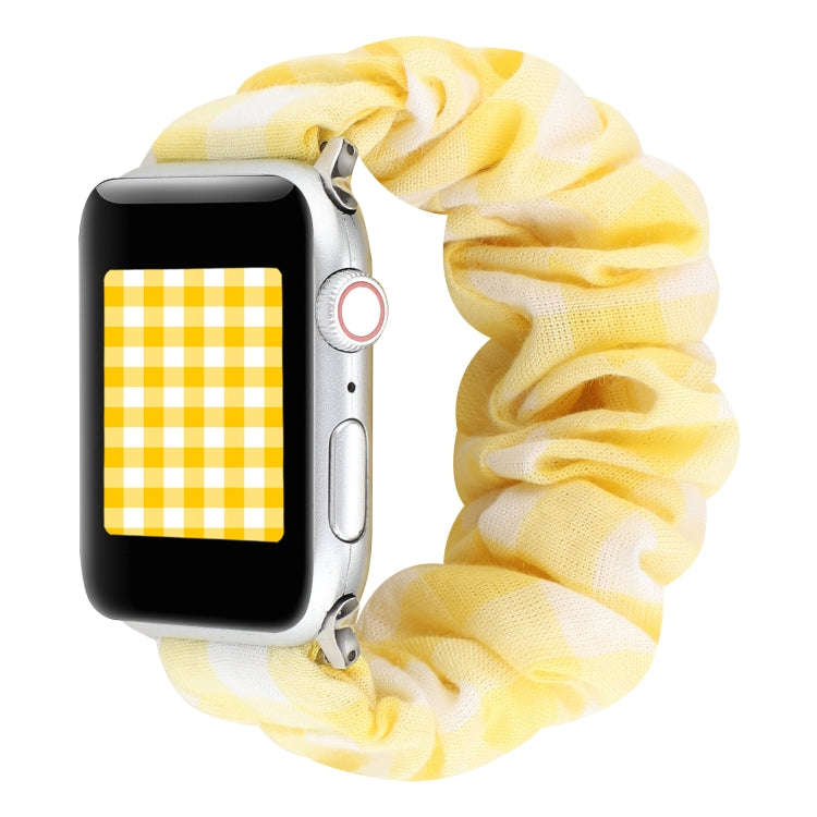 For Apple Watch Series 7 45mm / 6 & SE & 5 & 4 44mm / 3 & 2 & 1 42mm Plaid Pattern Cloth + Stainl...