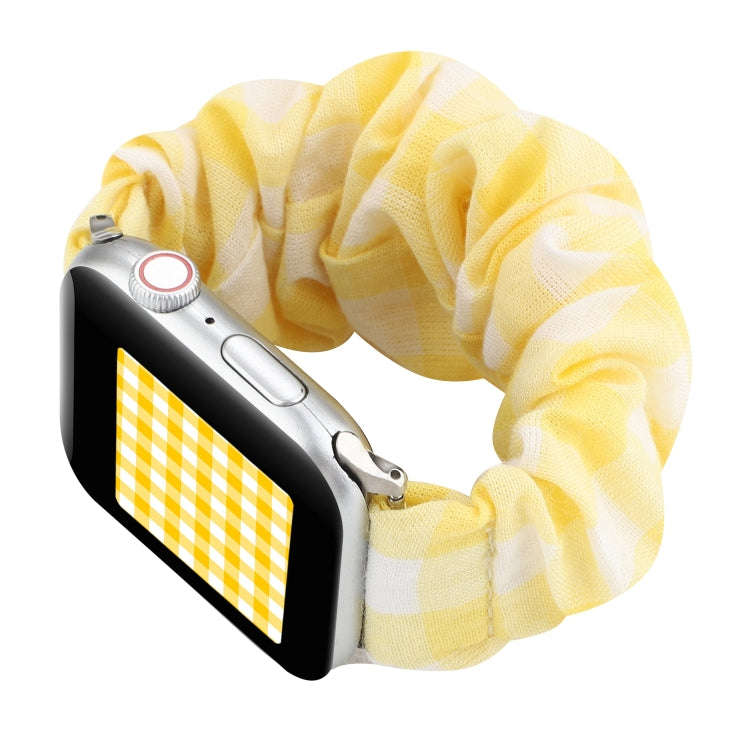 For Apple Watch Series 7 45mm / 6 & SE & 5 & 4 44mm / 3 & 2 & 1 42mm Plaid Pattern Cloth + Stainl...