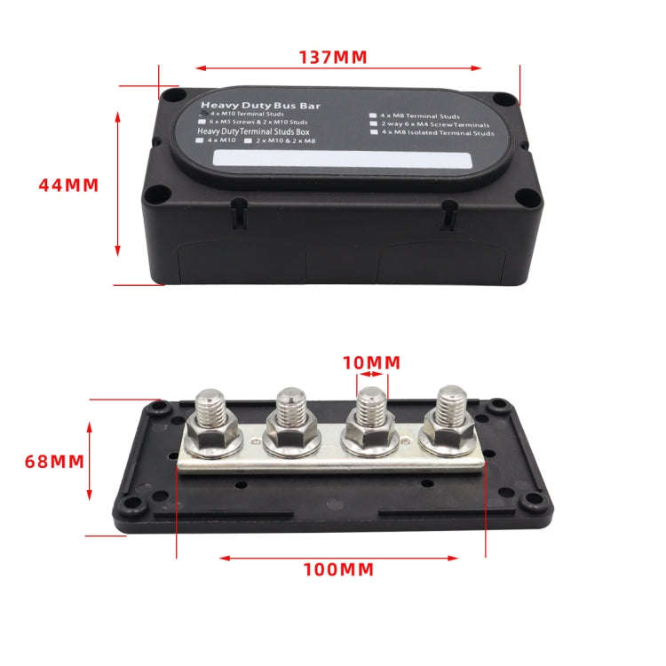 CP-3088-01 300A 48V 4-way M10 Terminal Busbar(Black)