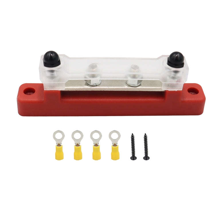 CP-3118 150A 12-48V RV Yacht Single-row 2-way Busbar with 4pcs Terminals(Red)