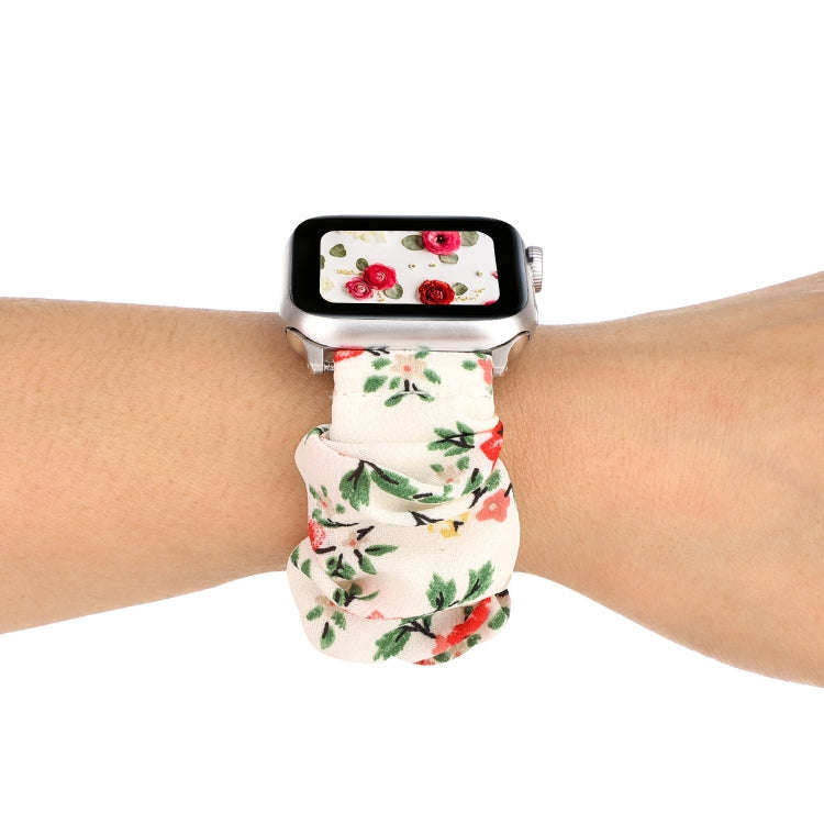 For Apple Watch Series 7 41mm / 6 & SE & 5 & 4 40mm / 3 & 2 & 1 38mm Cloth + Stainless Steel Hair...