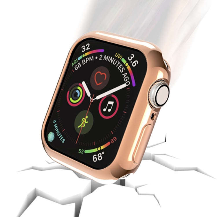 For Apple Watch Series 3 & 2 & 1 38mm Plating TPU Round Hole Hollowing Protective Case(Rose Gold)