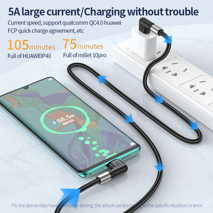 A9 100W USB-C/Type-C to USB-C/Type-C Double Elbow Data Cable, Length:2m
