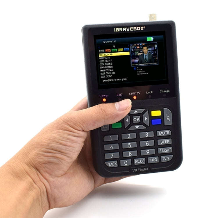 iBRAVEBOX V9 Finder Digital Satellite Signal Finder Meter, Plug Type:EU Plug(Black)