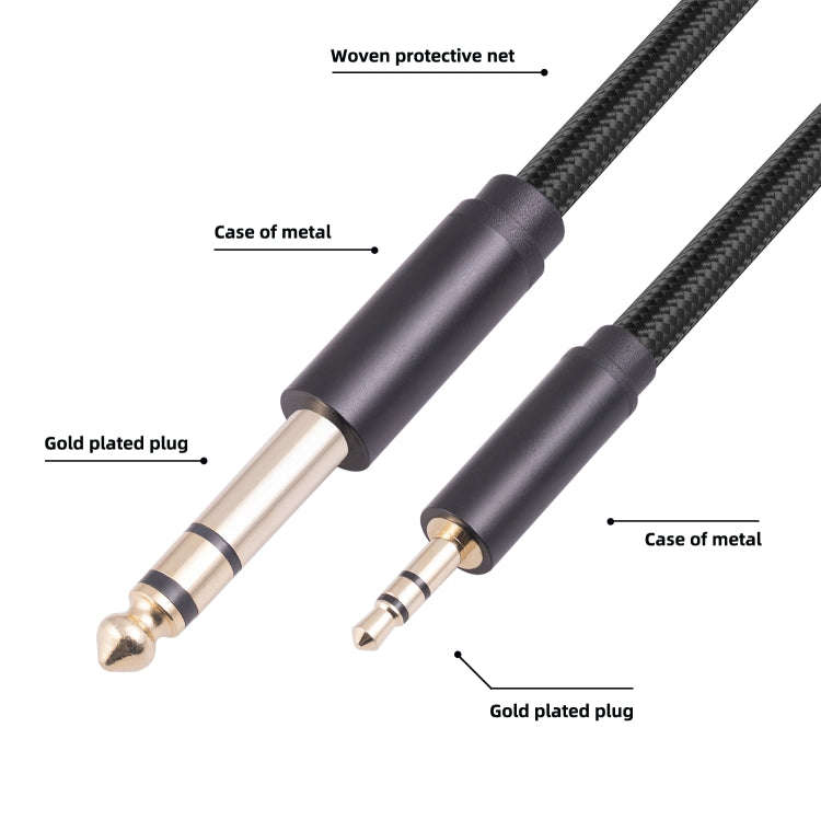 3662BK 3.5mm Male to 6.35mm Male Stereo Audio Cable, Length:3m
