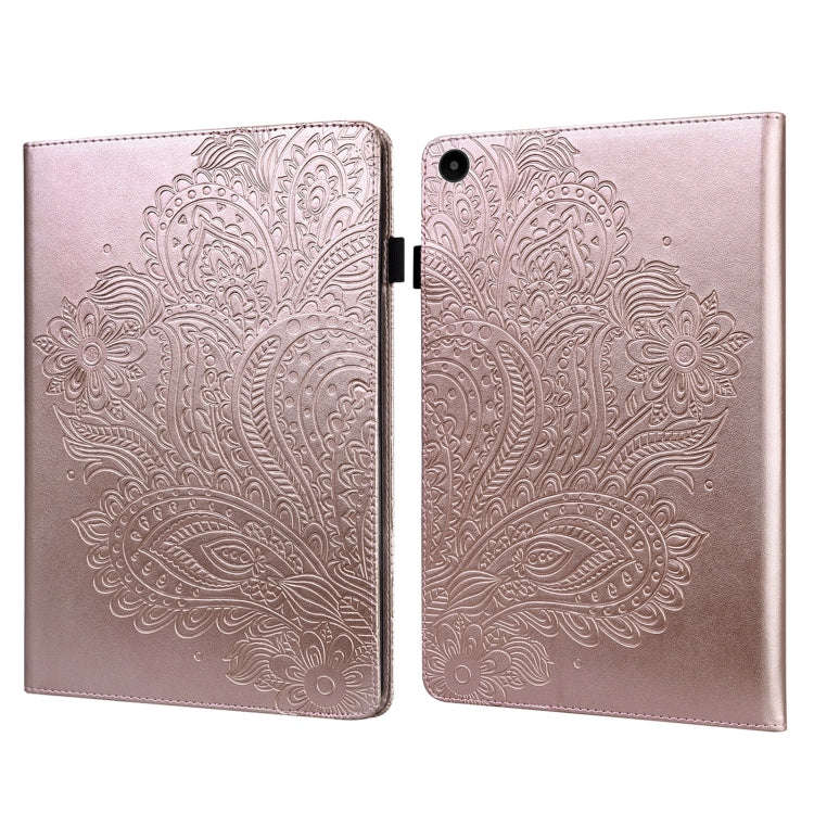 For Huawei MatePad SE 10.4 2022 Peacock Embossed Pattern Leather Tablet Case(Rose Gold)