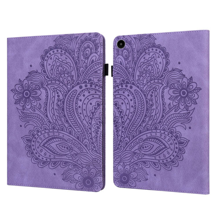 For Huawei MatePad SE 10.4 2022 Peacock Embossed Pattern Leather Tablet Case(Purple)