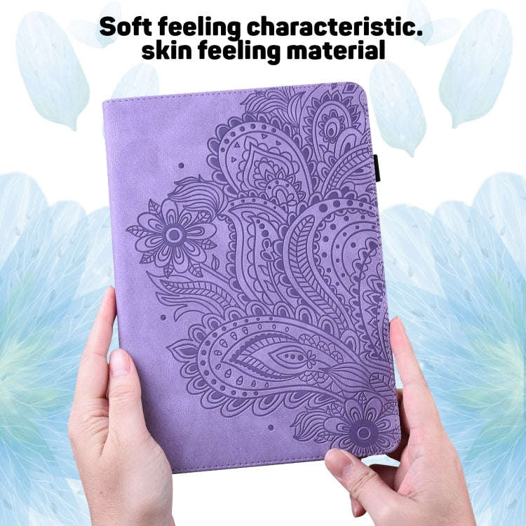 For Huawei MatePad SE 10.4 2022 Peacock Embossed Pattern Leather Tablet Case(Purple)