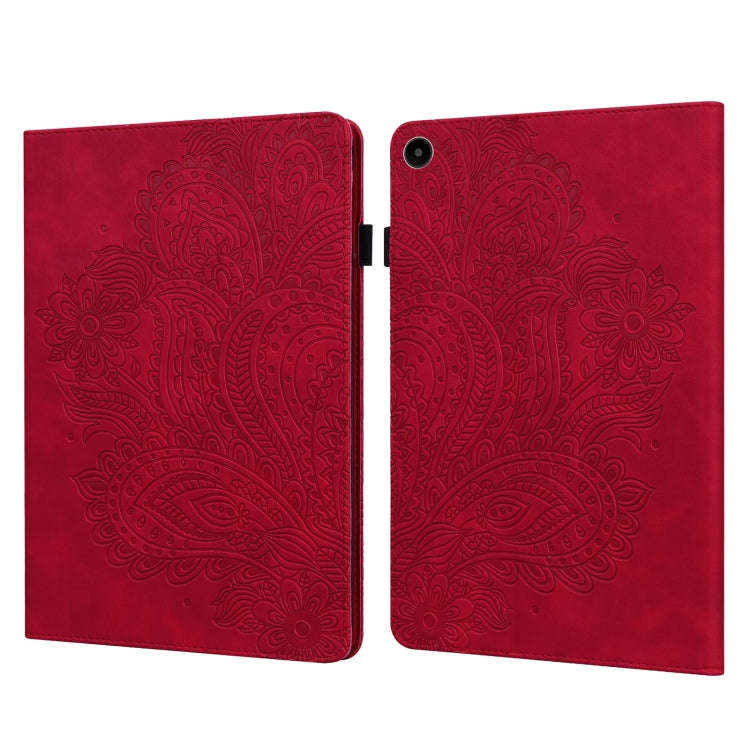 For Huawei MatePad SE 10.4 2022 Peacock Embossed Pattern Leather Tablet Case(Red)