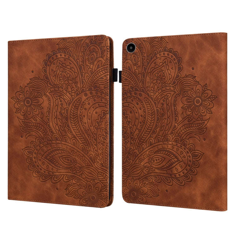 For Huawei MatePad SE 10.4 2022 Peacock Embossed Pattern Leather Tablet Case(Brown)
