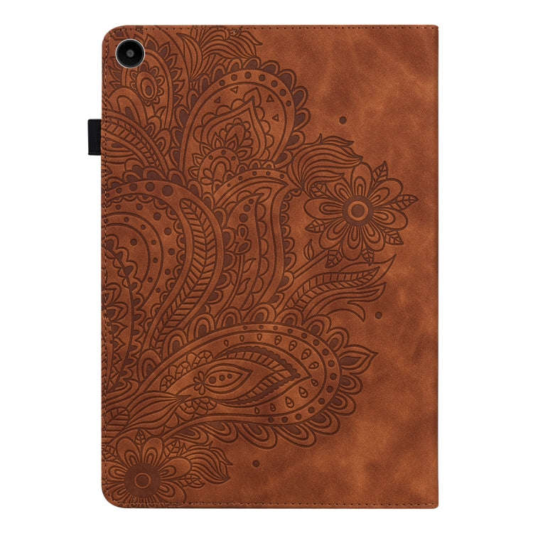 For Huawei MatePad SE 10.4 2022 Peacock Embossed Pattern Leather Tablet Case(Brown)