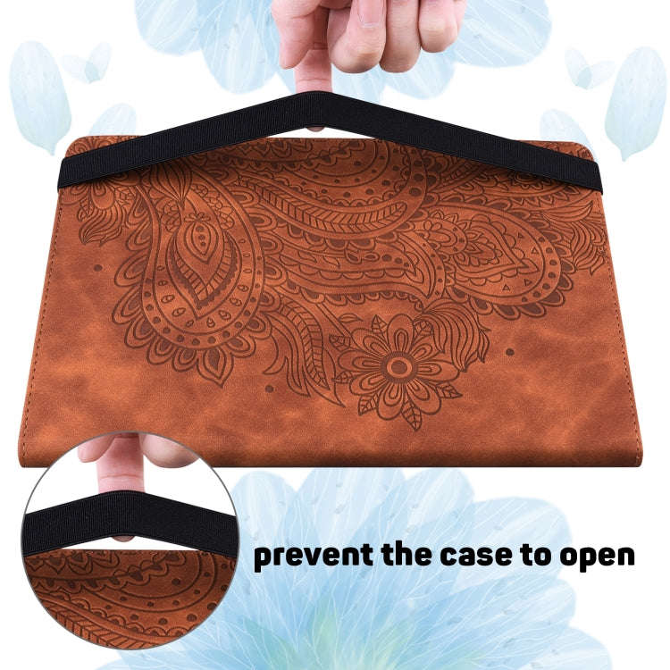 For Huawei MatePad SE 10.4 2022 Peacock Embossed Pattern Leather Tablet Case(Brown)