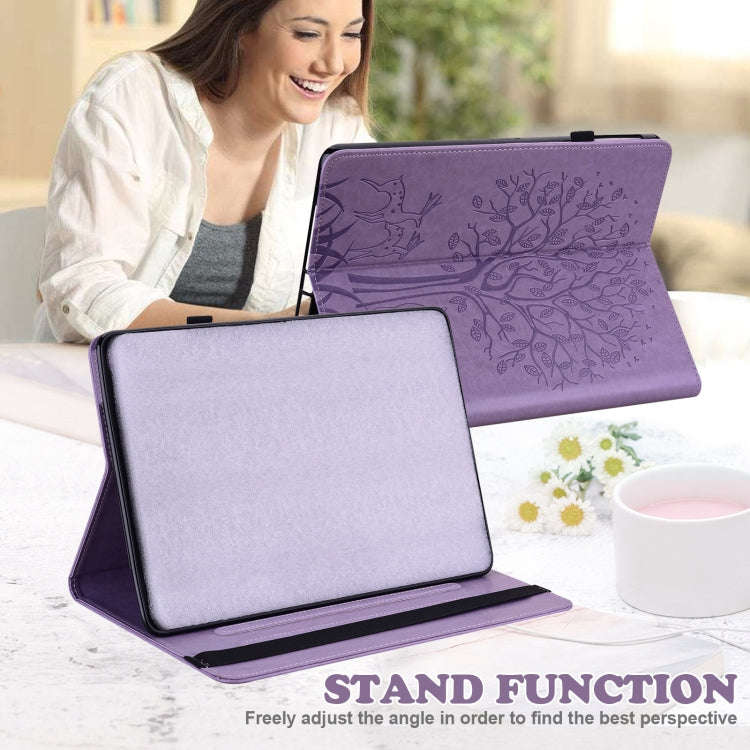 For Huawei MatePad SE 10.4 2022 Tree & Deer Pattern Embossed Leather Tablet Case(Purple)