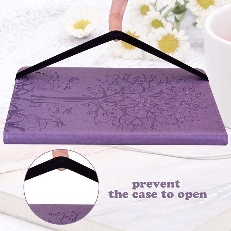 For Huawei MatePad SE 10.4 2022 Tree & Deer Pattern Embossed Leather Tablet Case(Purple)