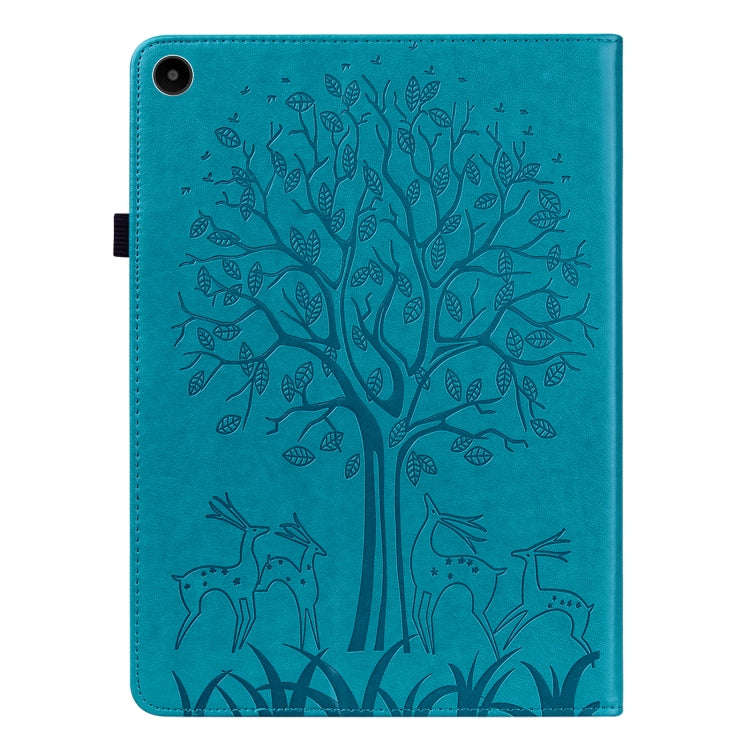 For Huawei MatePad SE 10.4 2022 Tree & Deer Pattern Embossed Leather Tablet Case(Blue)