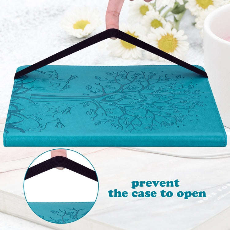 For Huawei MatePad SE 10.4 2022 Tree & Deer Pattern Embossed Leather Tablet Case(Blue)