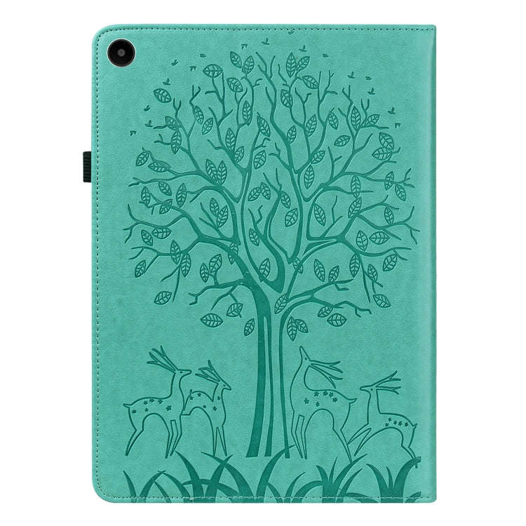 For Huawei MatePad SE 10.4 2022 Tree & Deer Pattern Embossed Leather Tablet Case(Green)
