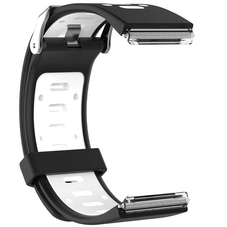 For Fitbit Blaze Two-tone Silicone  Watch Band with Buckle(Dark Blue + White)