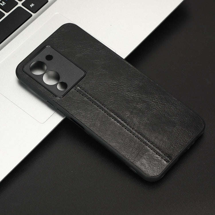 For Infinix Note 12 G96 Sewing Cow Pattern Skin PC + PU + TPU Phone Case(Black)