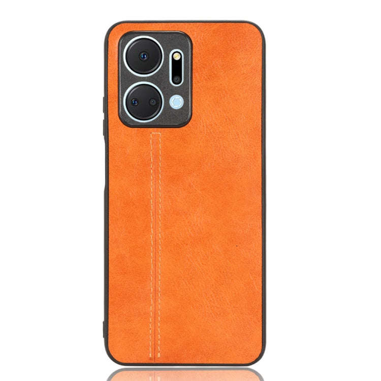 For Honor X7a Sewing Cow Pattern Skin PC + PU + TPU Phone Case(Orange)
