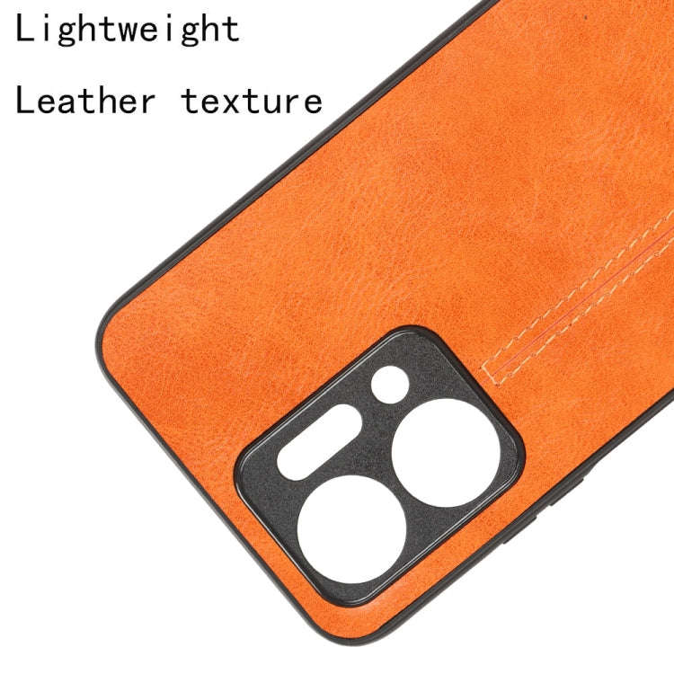 For Honor X7a Sewing Cow Pattern Skin PC + PU + TPU Phone Case(Orange)