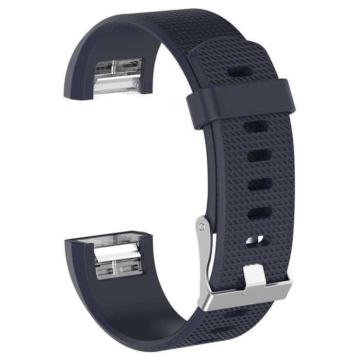 For Fitbit Charge 2 Common Texture Silicone  Watch Band with Buckle, Size:L(Blue)