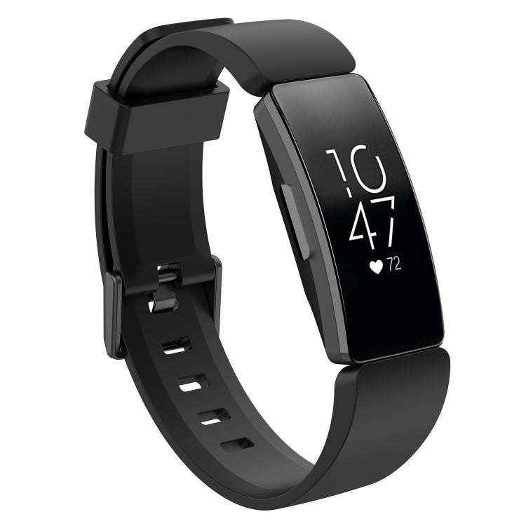 For Fitbit Inspire / Inspire HR Glossy Surface Silicone  Watch Band, Size:S(Black)
