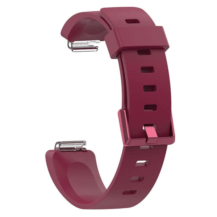 For Fitbit Inspire / Inspire HR Glossy Surface Silicone  Watch Band, Size:S(Wine Red)
