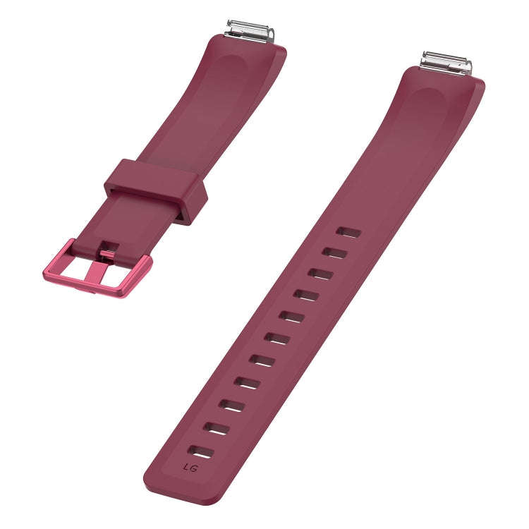 For Fitbit Inspire / Inspire HR Glossy Surface Silicone  Watch Band, Size:S(Wine Red)