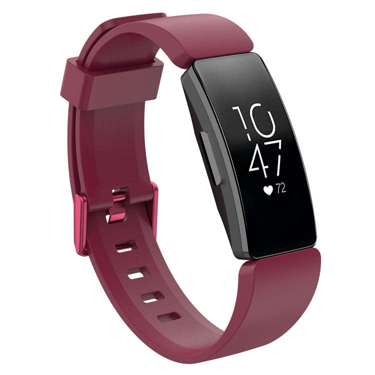 For Fitbit Inspire / Inspire HR Glossy Surface Silicone  Watch Band, Size:S(Wine Red)