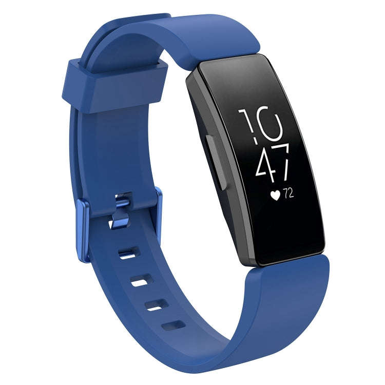 For Fitbit Inspire / Inspire HR Glossy Surface Silicone  Watch Band, Size:S(Dark Blue)