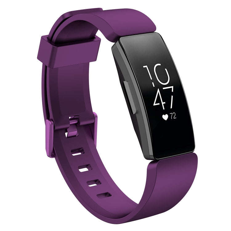For Fitbit Inspire / Inspire HR Glossy Surface Silicone  Watch Band, Size:S(Dark Purple)